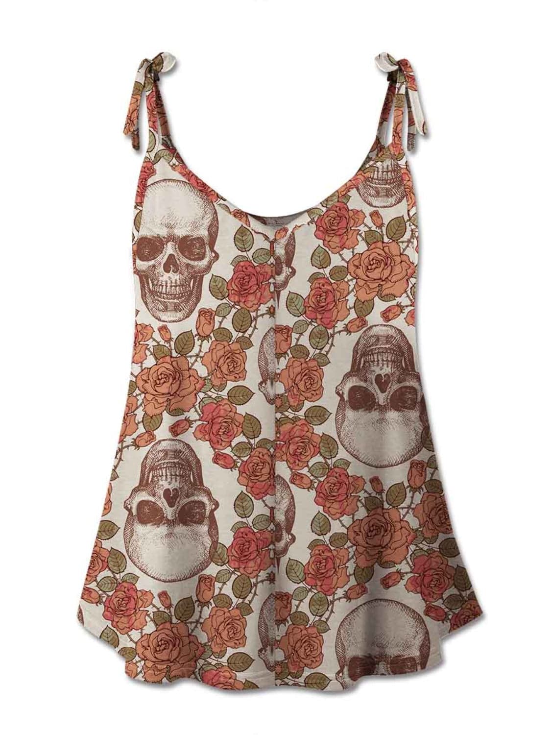 Skull print cami top with ties