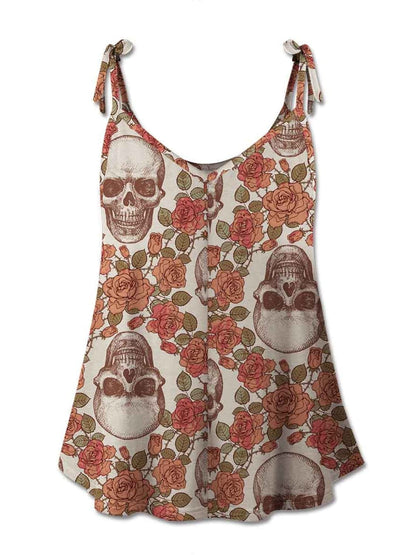 Skull print cami top with ties