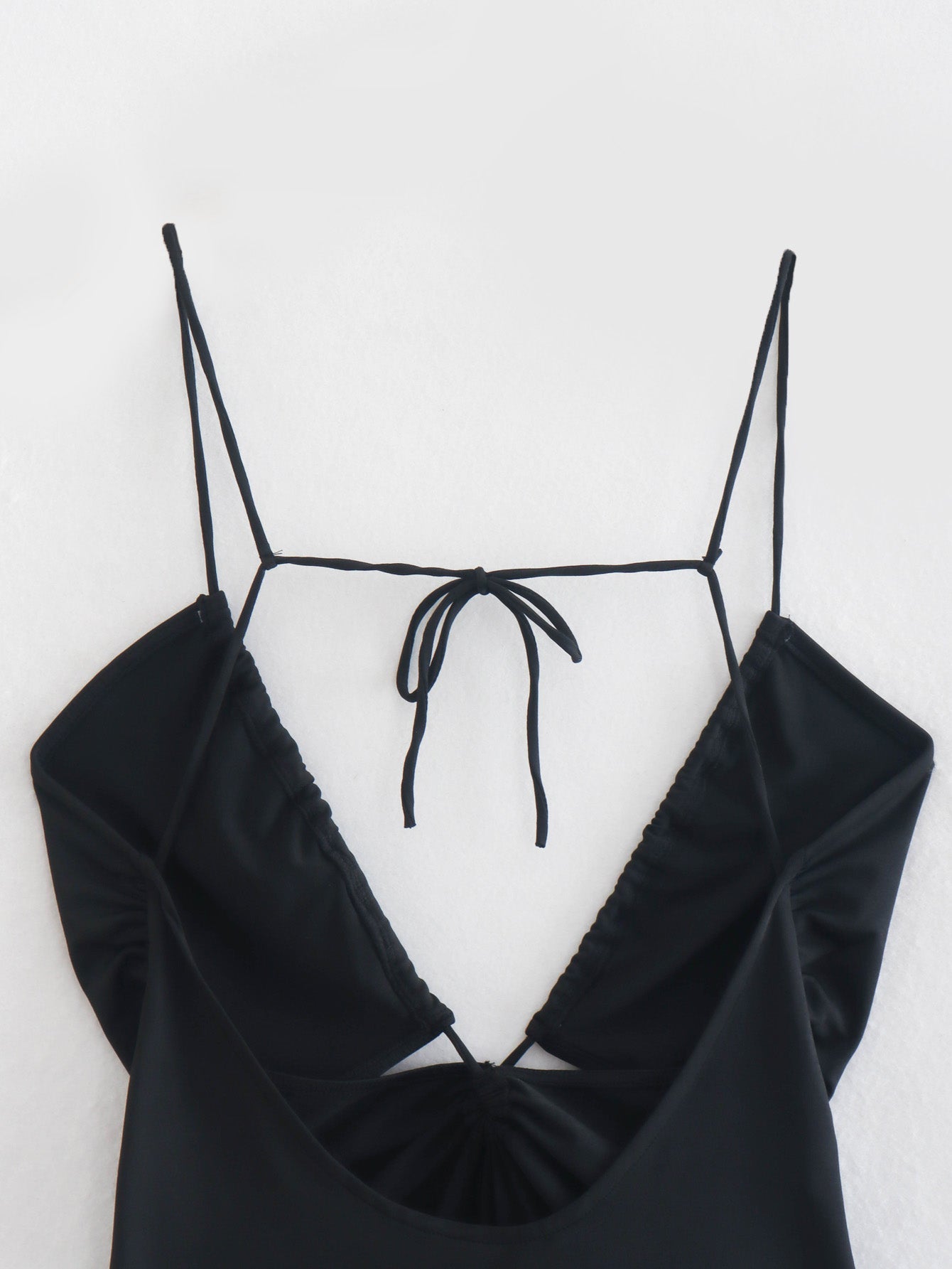 Summer Sling Solid Color All-Matching Open Design Backless Bodysuit