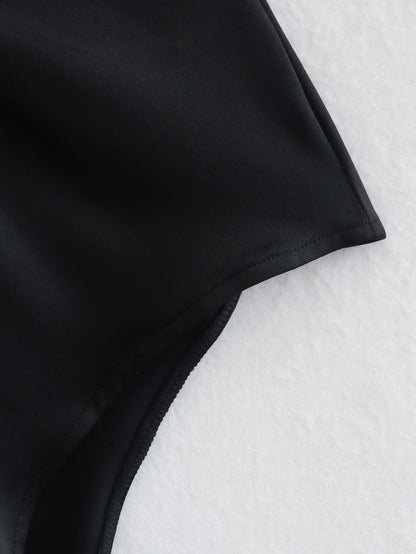 Summer Sling Solid Color All-Matching Open Design Backless Bodysuit