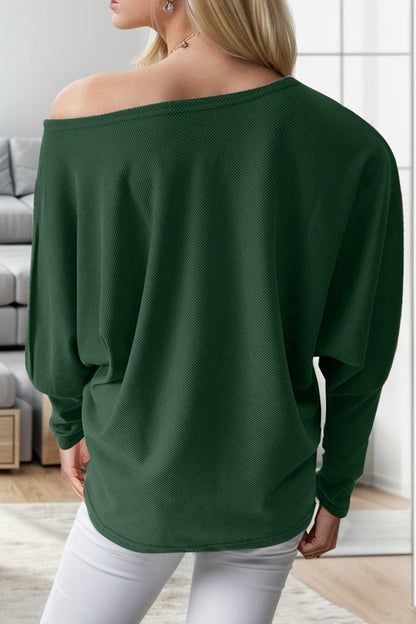 Boat Neck Long Sleeve Sweatshirt.