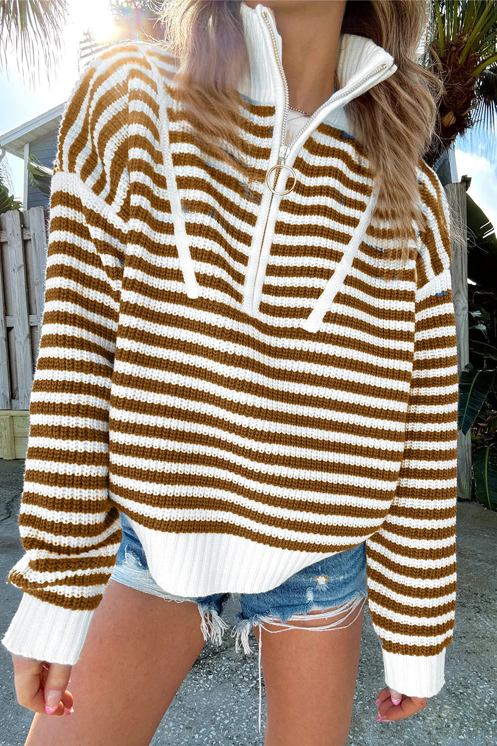 Chic striped pullover sweater