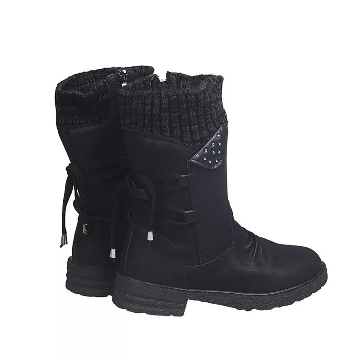 Knitted Cuff Round Toe Boots Simply Love