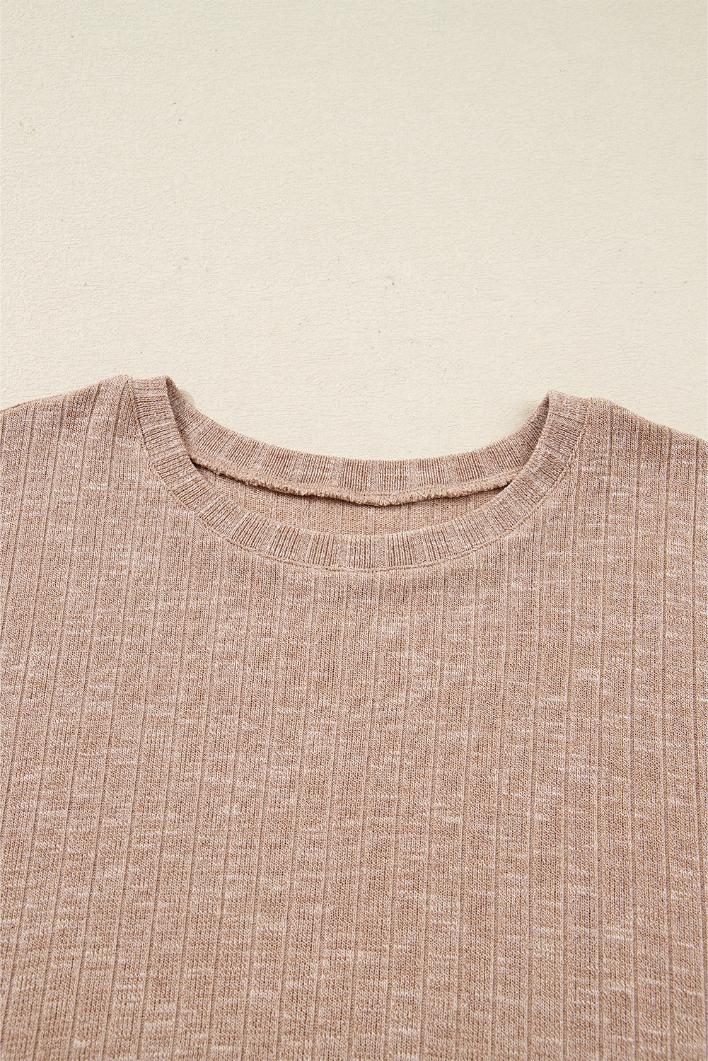 Dark Khaki Ribbed Balloon Sleeve Pullover Top and Biker Knitted Short Set Dear-Lover Dropshipping