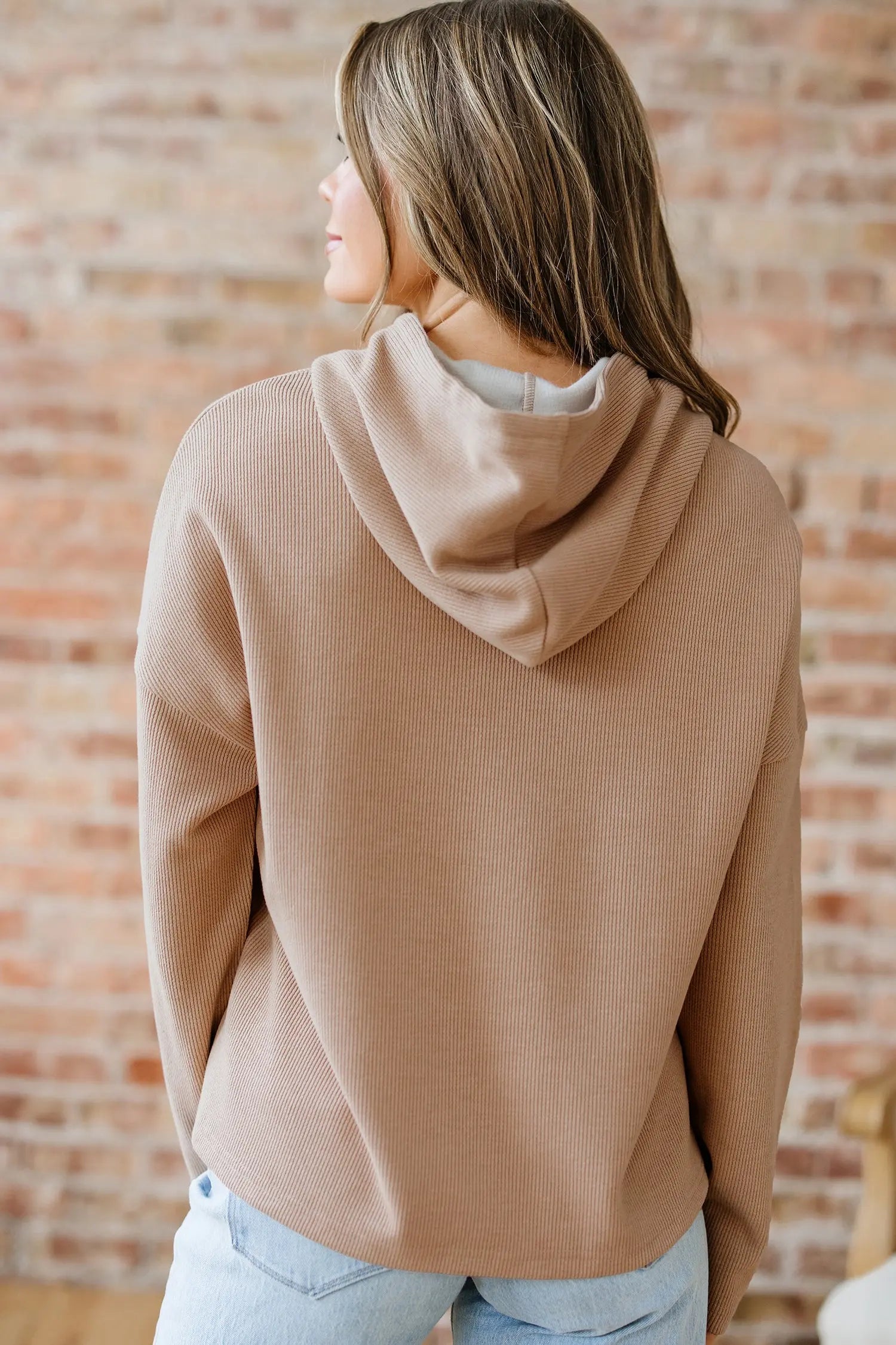 Dark Khaki Thermal Textured Leopard Drawstring Baggy Hoodie Dear-Lover Dropshipping