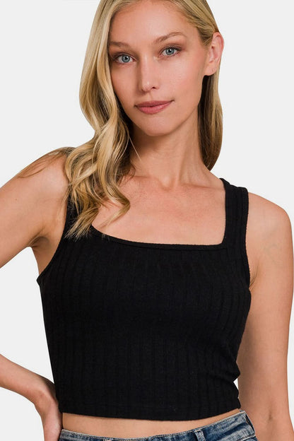 Zenana Ribbed Cropped Tank