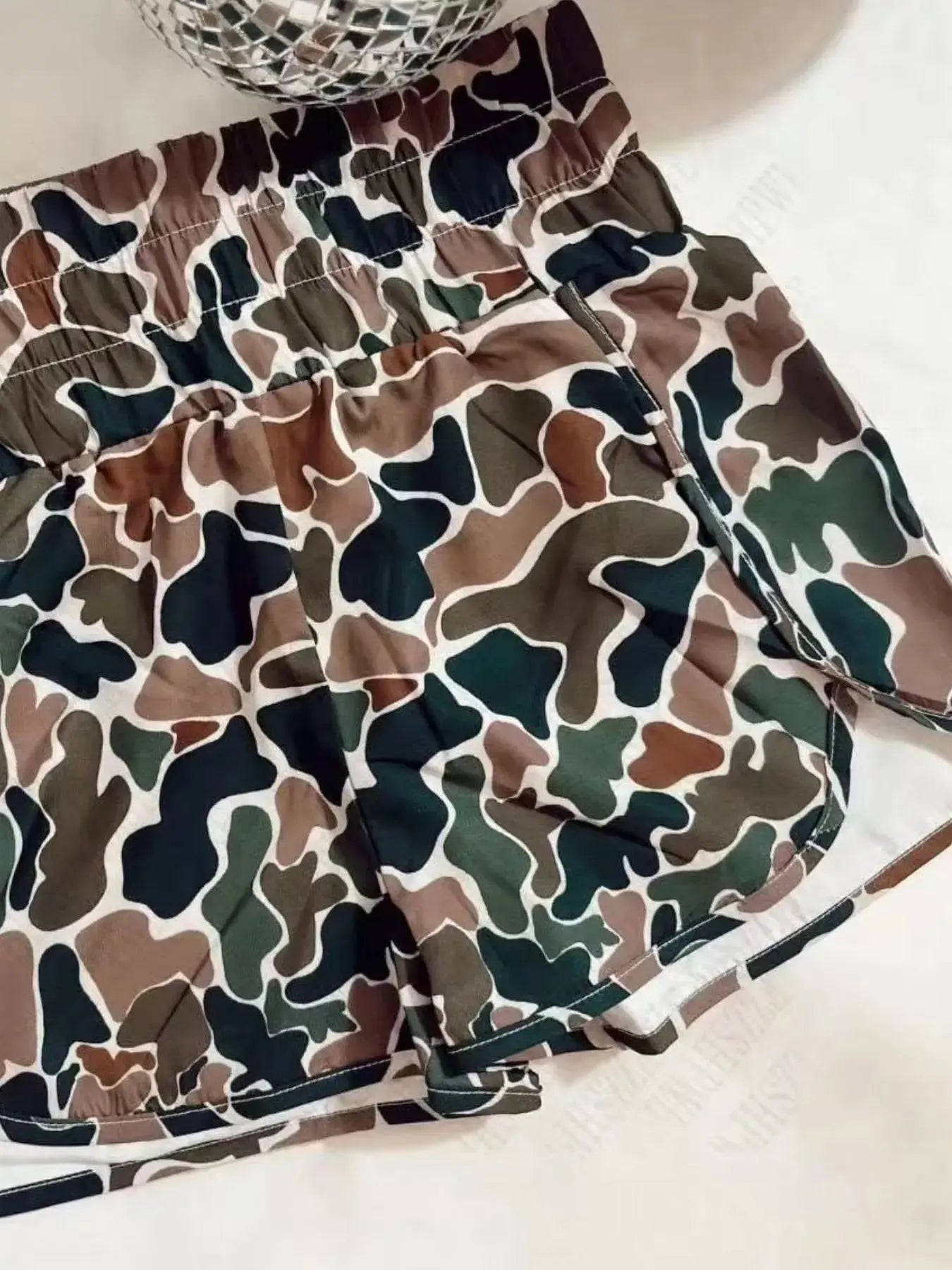 Camo Print Elastic Waist Shorts Simply Love