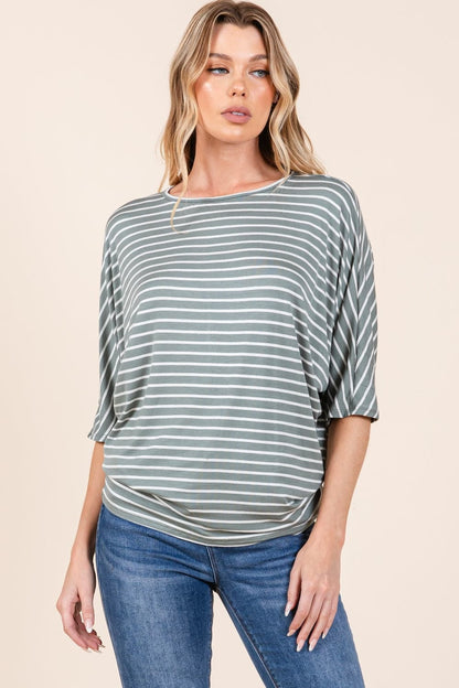 Elegant striped dolman top