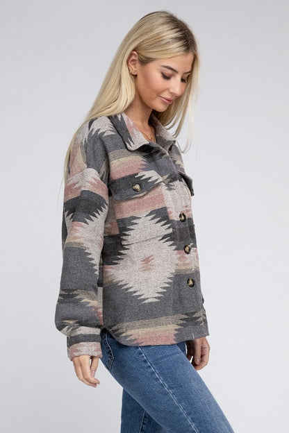 Geometric Print Long Sleeve Jacket