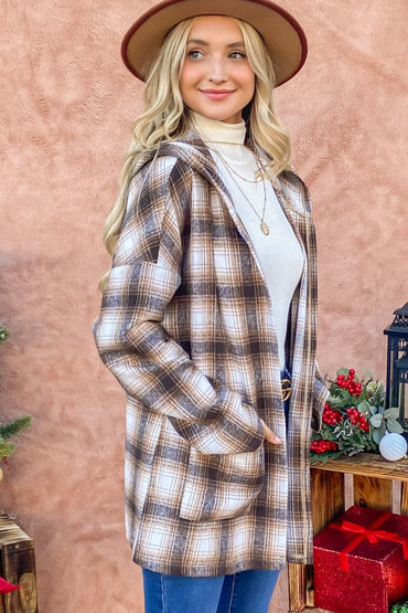 Plaid hooded shacket - casual layering