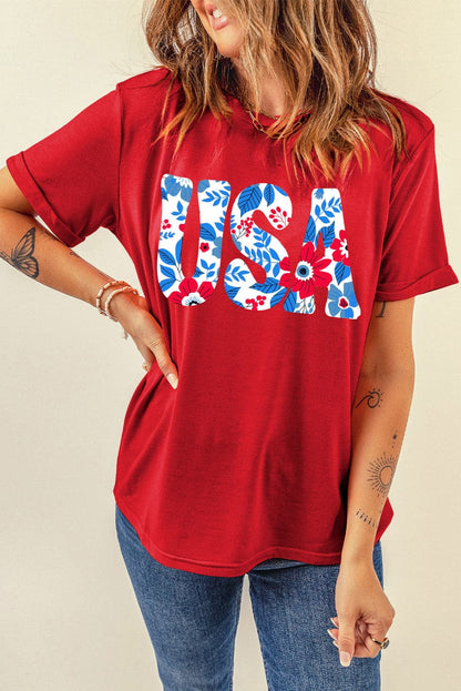 USA Round Neck Short Sleeve T-Shirt.