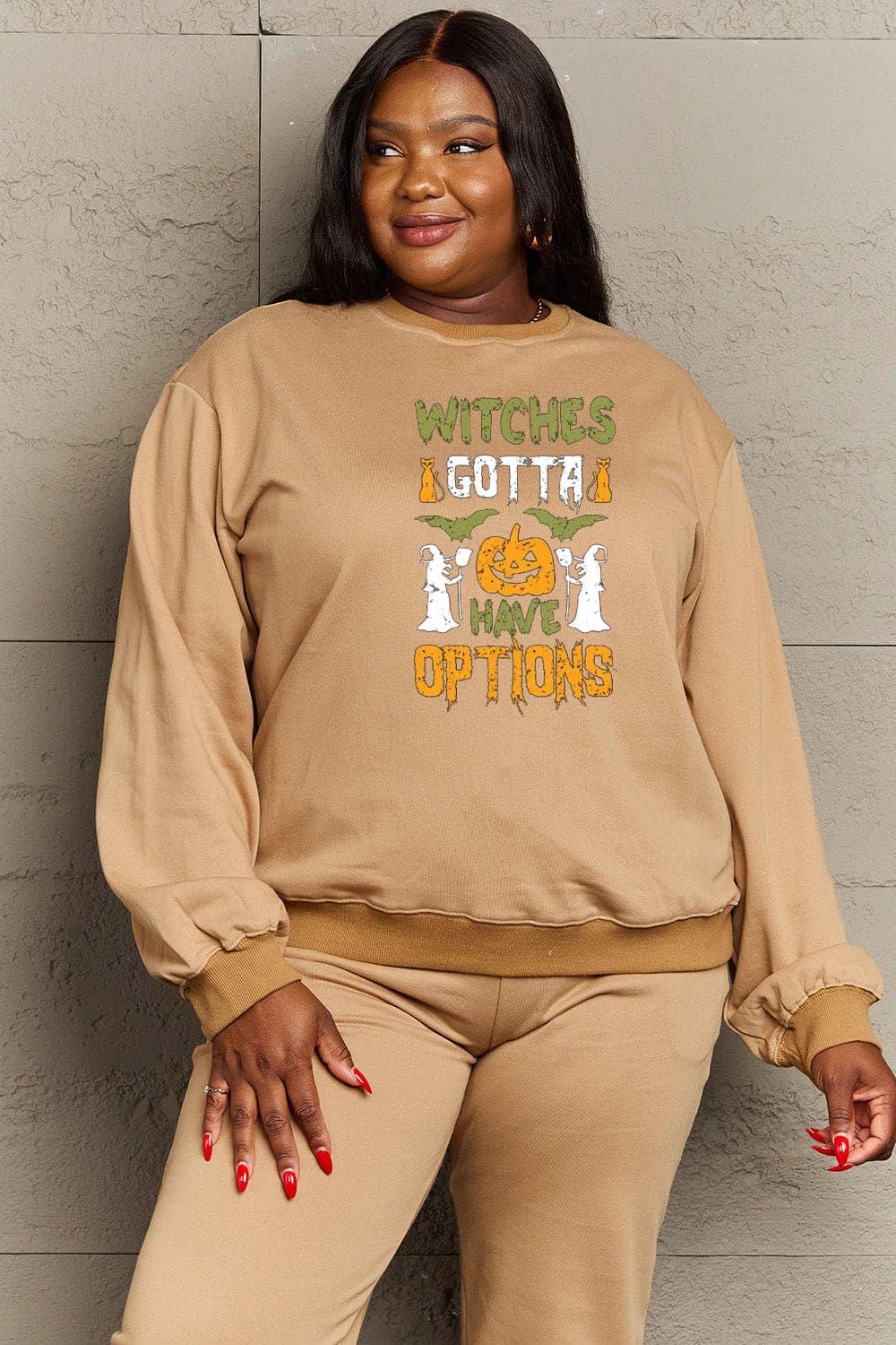 Simply Love Full Size Graphic Drop Shoulder Sweatshirt.