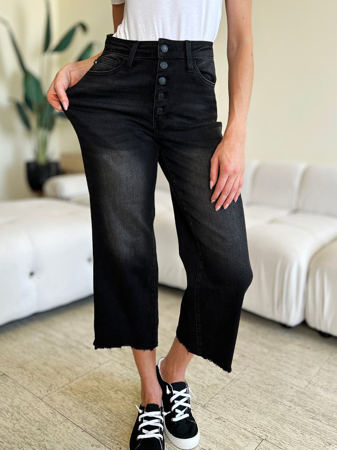 Judy Blue Full Size High Waist Button Fly Jeans.