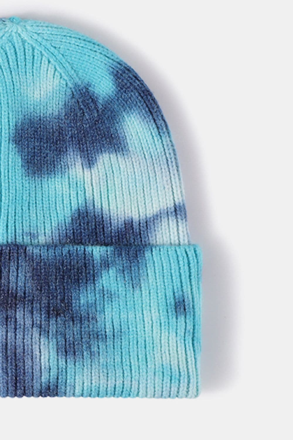 Tie-Dye Cuffed Rib-Knit Beanie Hat.