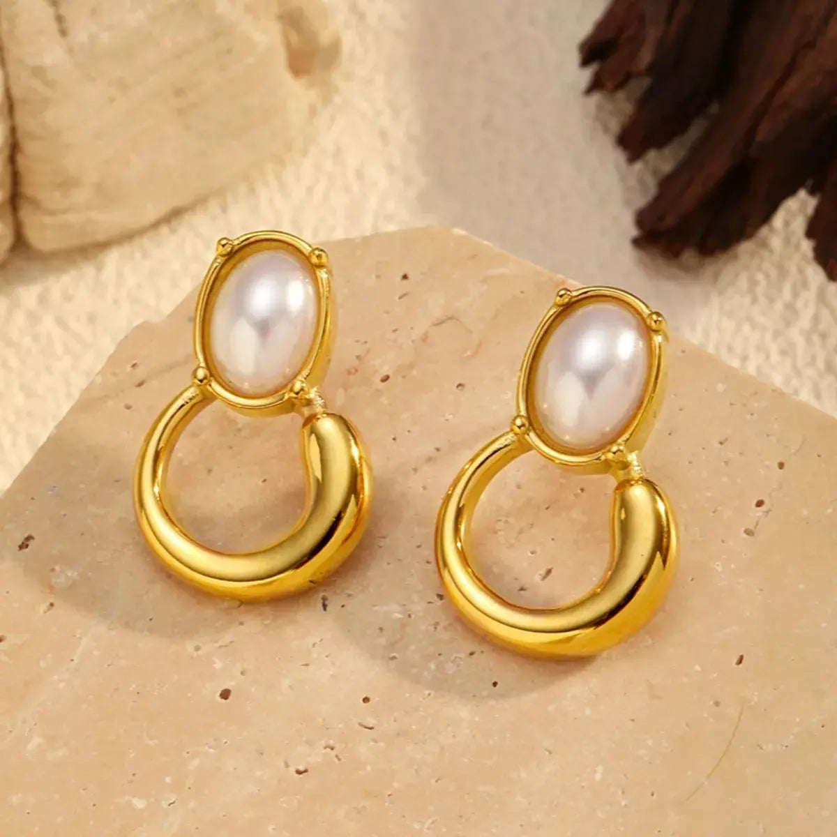18K Gold-Plated Pearl Earrings Simply Love