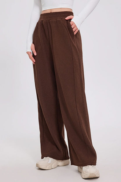 Essential Comfort Wide Leg Pants with Elastic Waistband