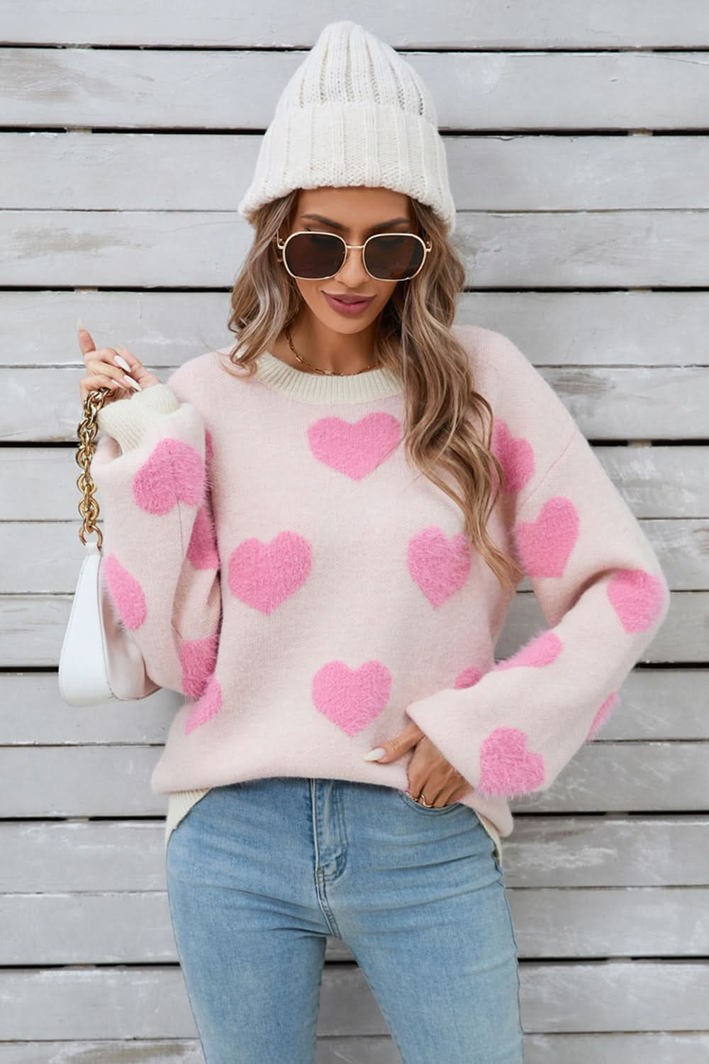 Heartfelt angel wings long sleeve sweater with dropped shoulders