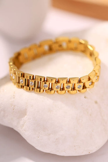 18K Gold-Plated Stainless Steel Zircon Bracelet.