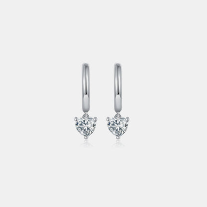 1 Carat Moissanite 925 Sterling Silver Heart Earrings.