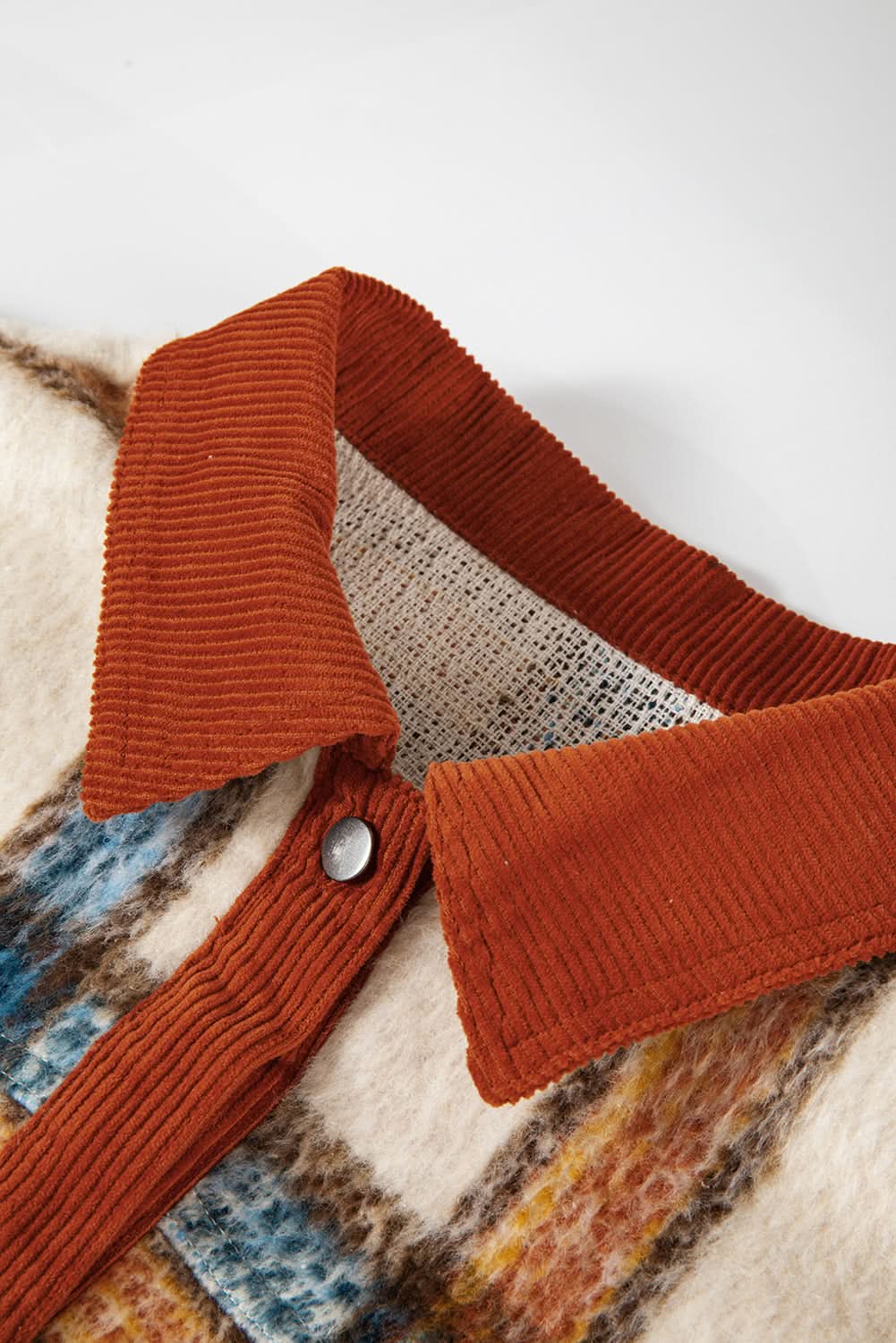 Brown stripe plus size plaid jacket - Love Salve 