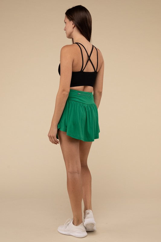 Wide Band Tennis Skirt with Zippered Back Pocket by Zanana Coco’s Tee Boutique