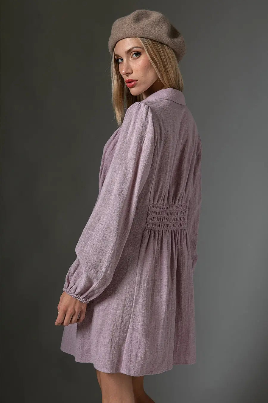 Ash Lilac Cotton Button Down Dress PinkBlush
