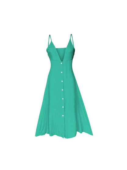 Buttoned Plunge Midi Cami Dress.