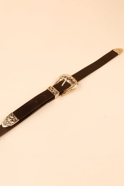 Double Buckle PU Leather Belt.