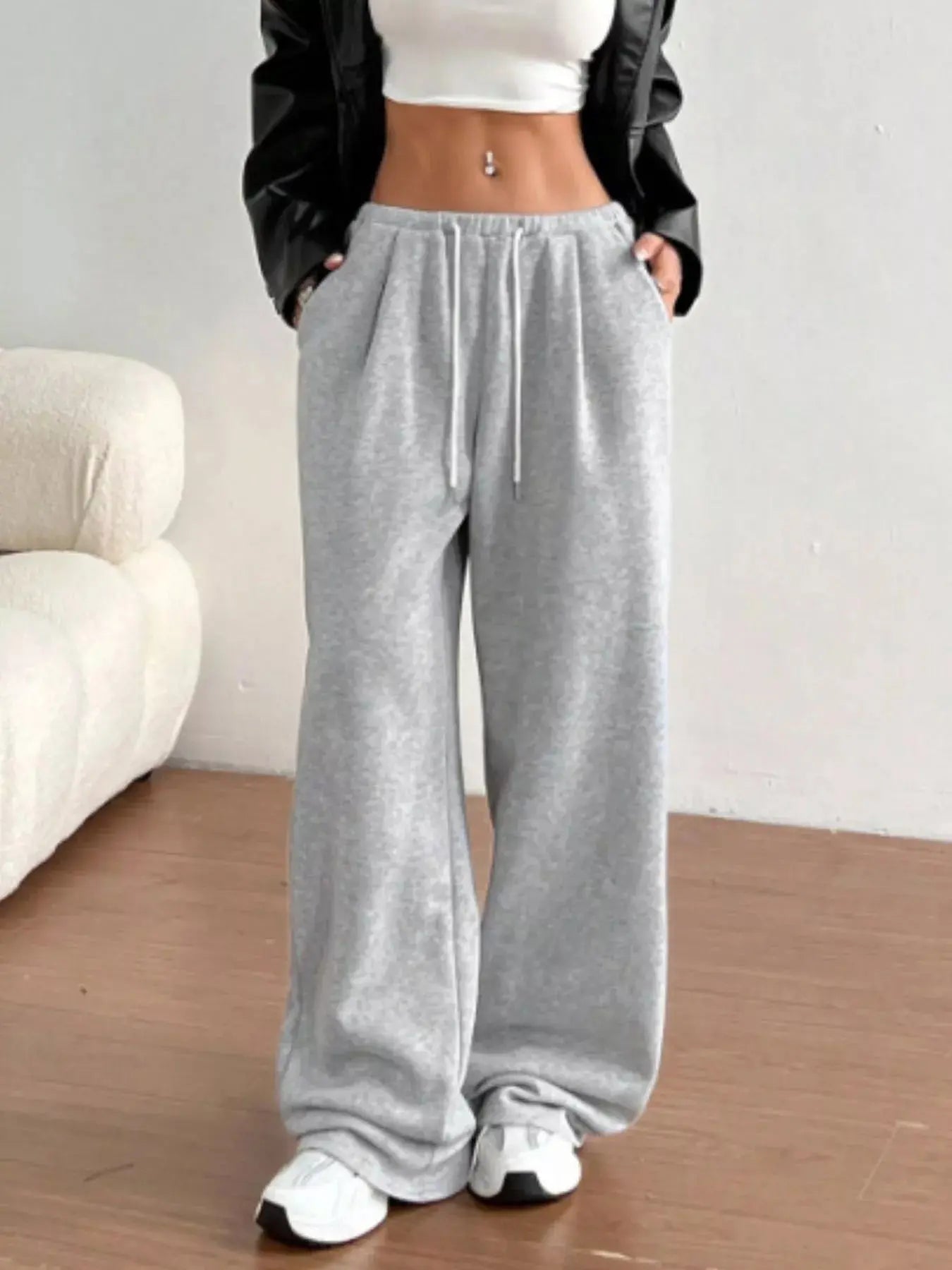 Casual Drawstring High Waist Wide Leg Sweatpants With Pockets Simply Love