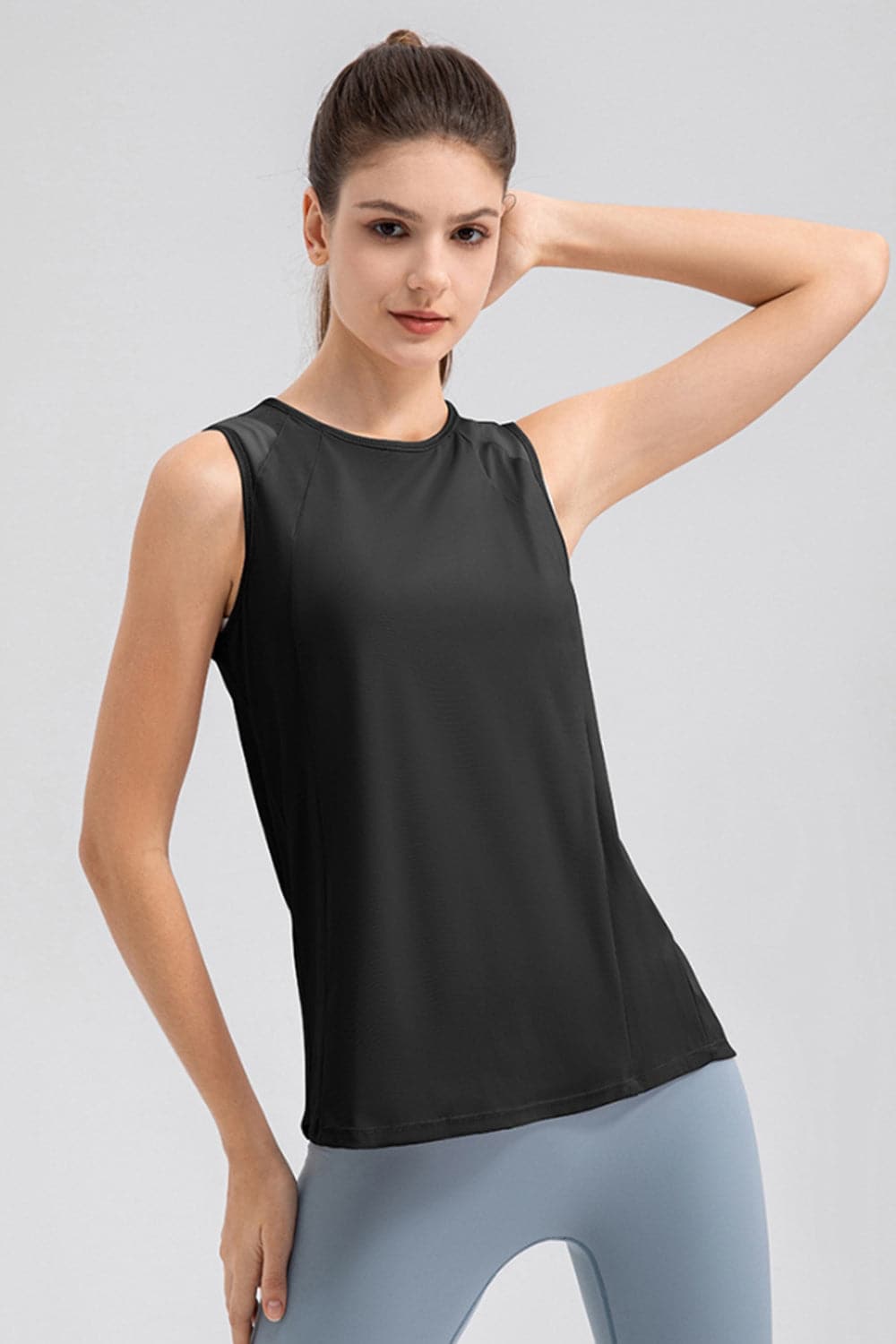 Round Neck Wide strap Active Tank.