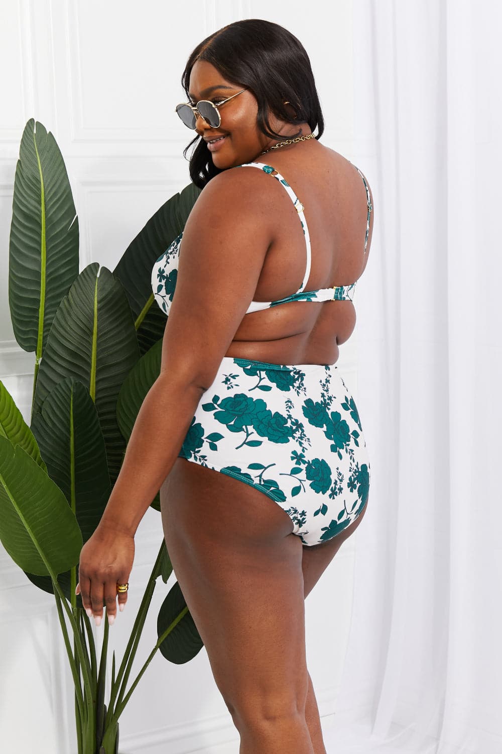 Marina West Swim Take A Dip Twist High-Rise Bikini in Forest.