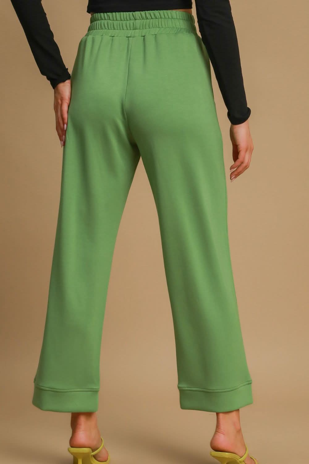 Chic Drawstring Wide Leg Trousers with Convenient Pockets