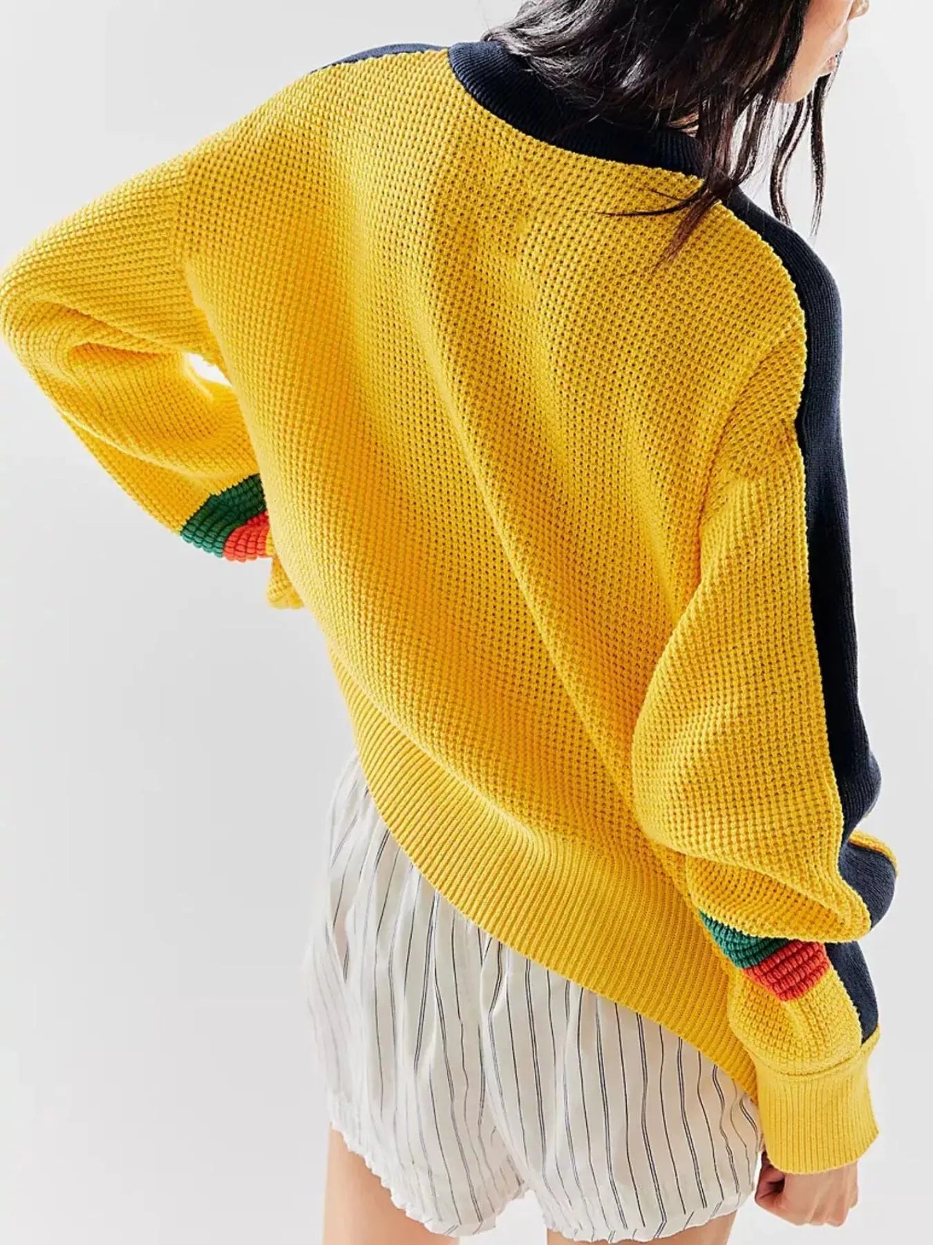 Color Block Waffle Knit Sweater Simply Love