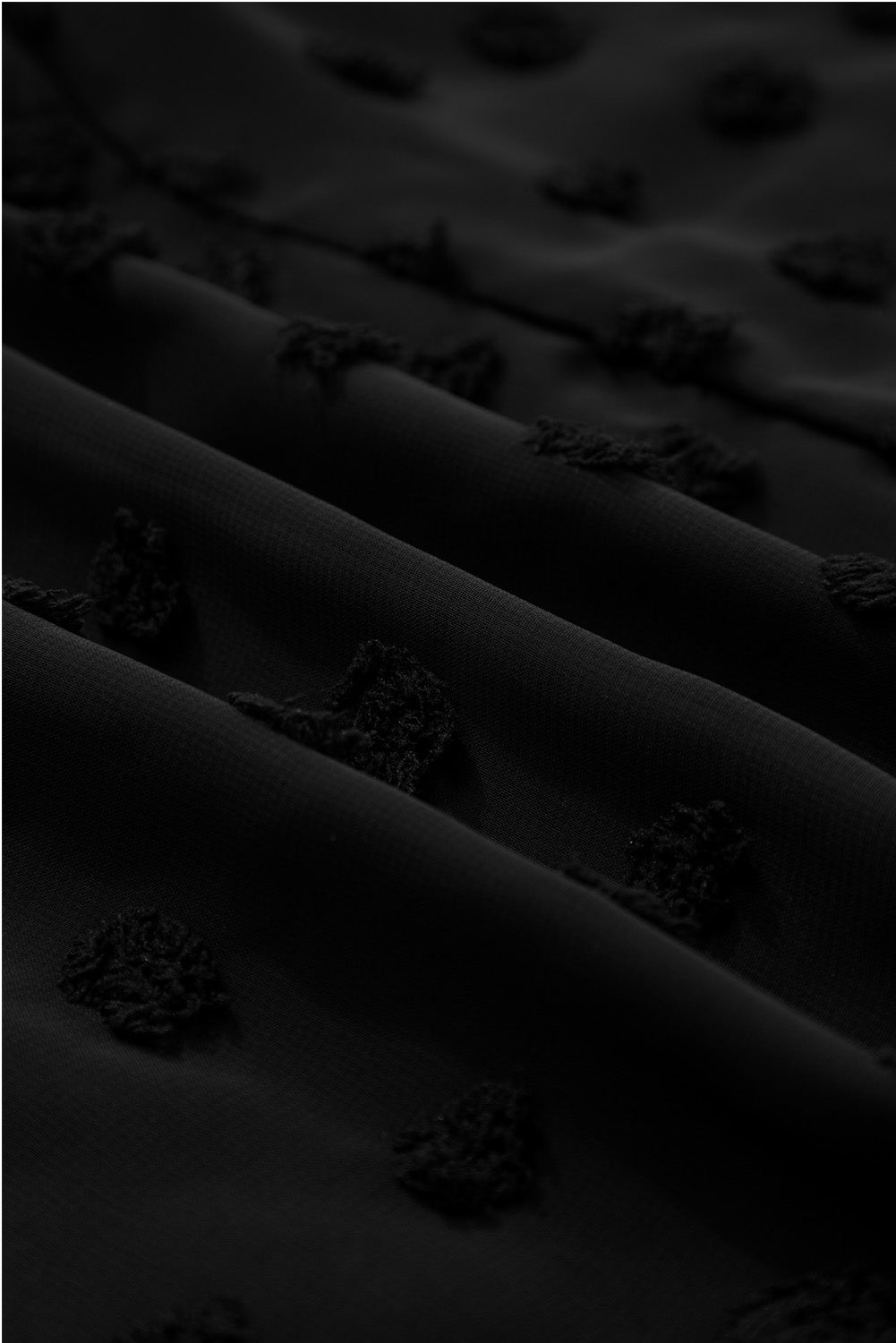 Black Dotty Textured Notched Neck Plus Size Ruffled Dress Dear-Lover Dropshipping