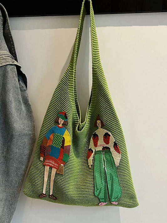Knitted Embroidered Shoulder Bag Simply Love