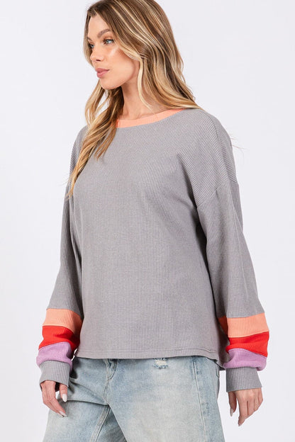 Chic color block waffle knit tee by Sage + Fig