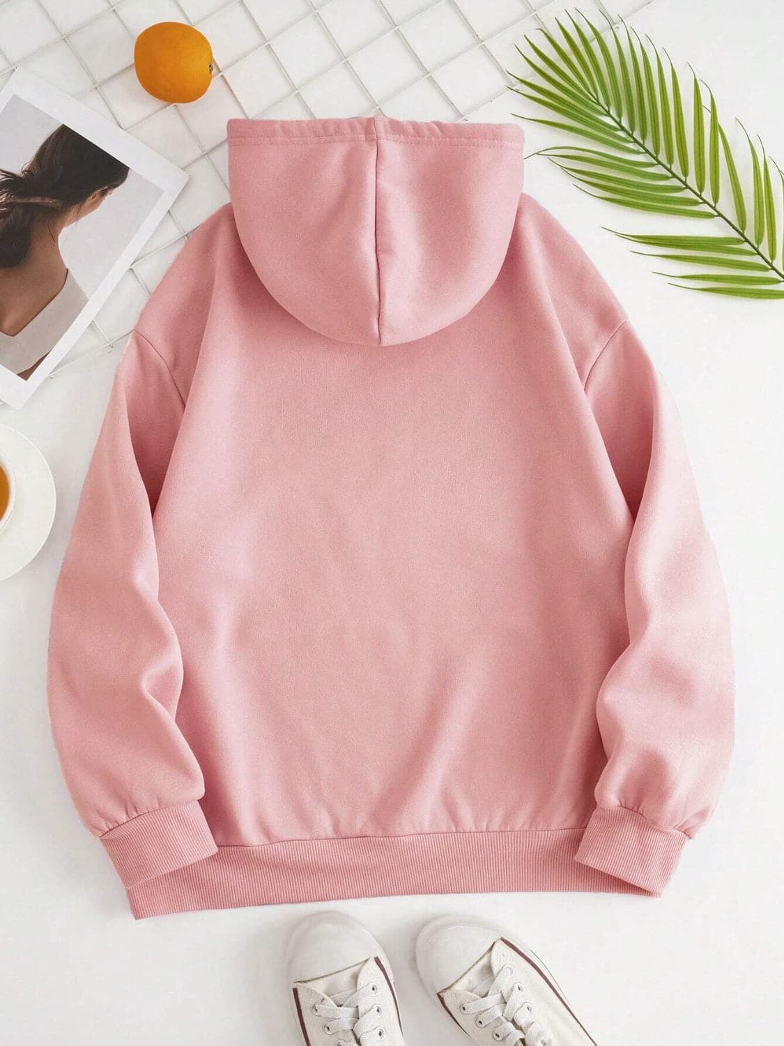 Drawstring Dropped Shoulder Hoodie.