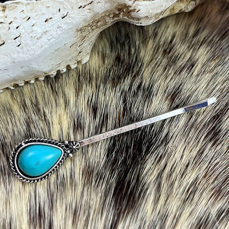 Turquoise Alloy Hairpin.