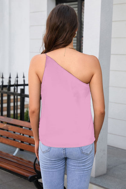 One Shoulder Sleeveless Top.