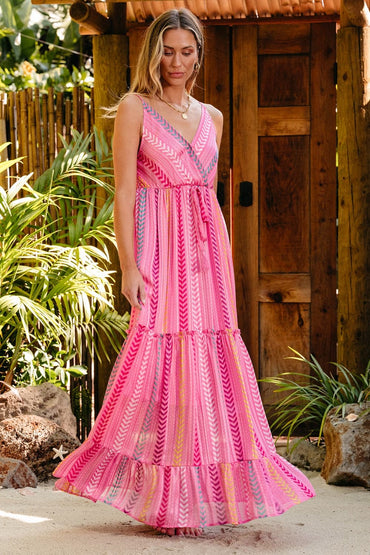 Printed Surplice Maxi Cami Dress.