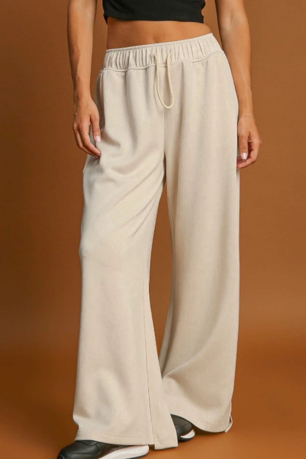 Elastic Waist Wide Leg Trousers