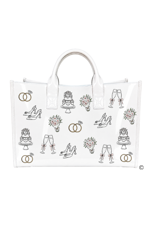 The Happily Ever After Vinyl Tote White Bridal Bag For Weddings And Honeymoons