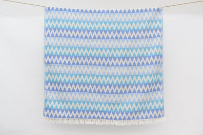 Zig Zag Turkish Towel 100 Percent Natural Cotton Quick Drying Lightweight Versatile Beach Bath Blanket - Love Salve 