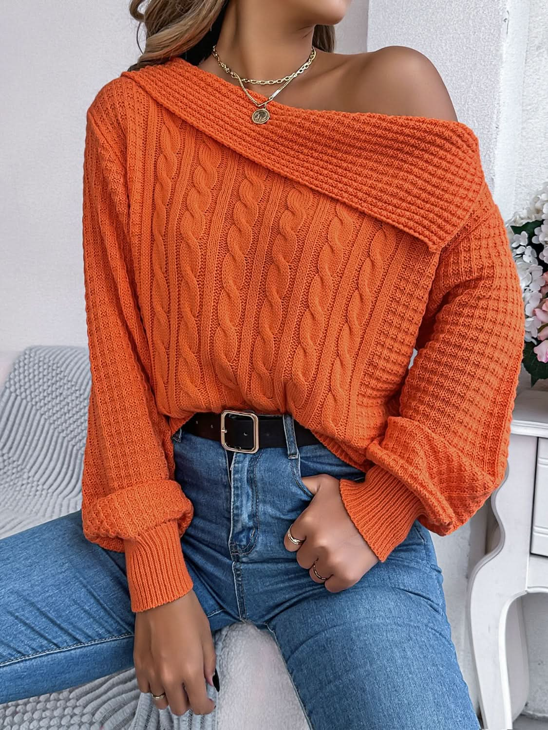 Asymmetrical knit sweater - acrylic