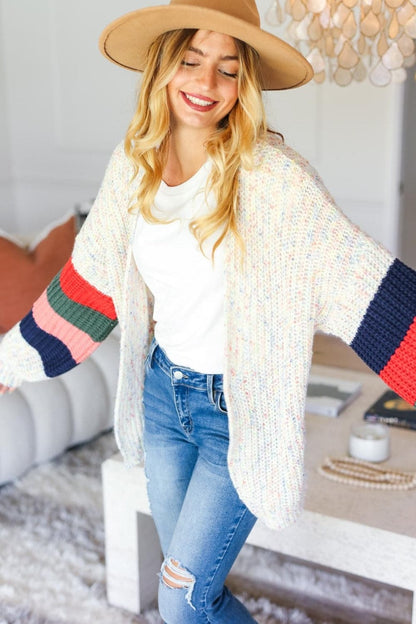 Haptics Full Size Color Block Open Front Cardigan.