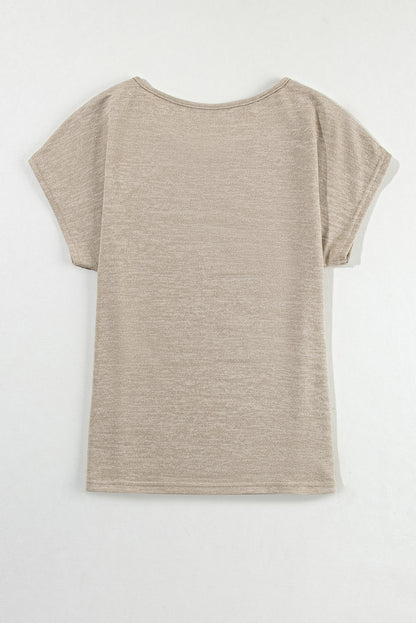 Chic smoke gray batwing sleeve tee with button accents