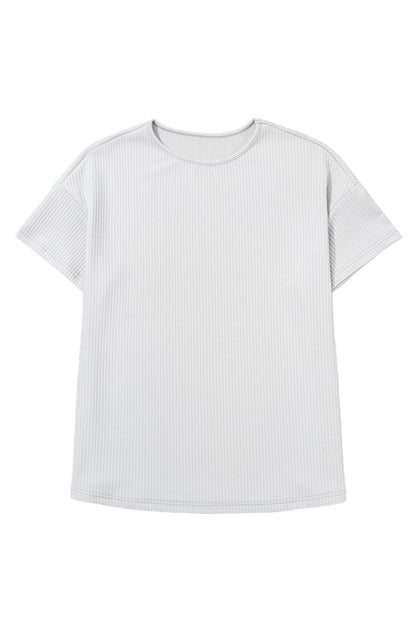 Light Grey Textured Loose Fit T-Shirt
