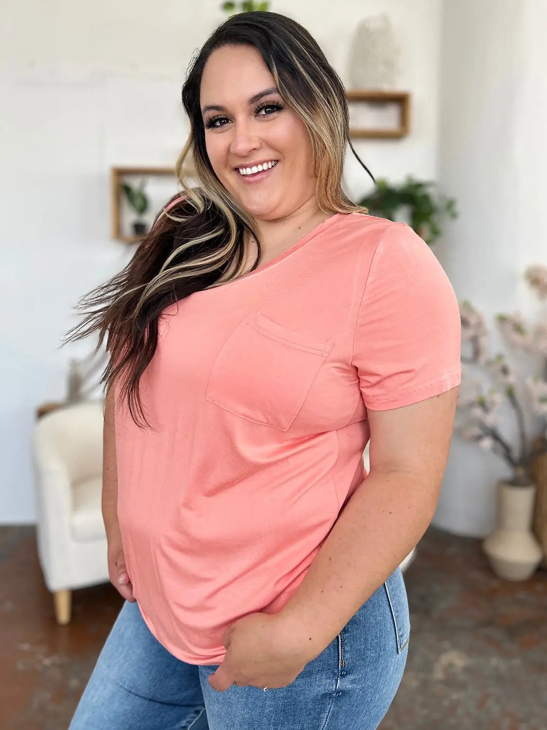 Basic Bae Bamboo Full Size  V-Neck Short Sleeve T-Shirt - Love Salve