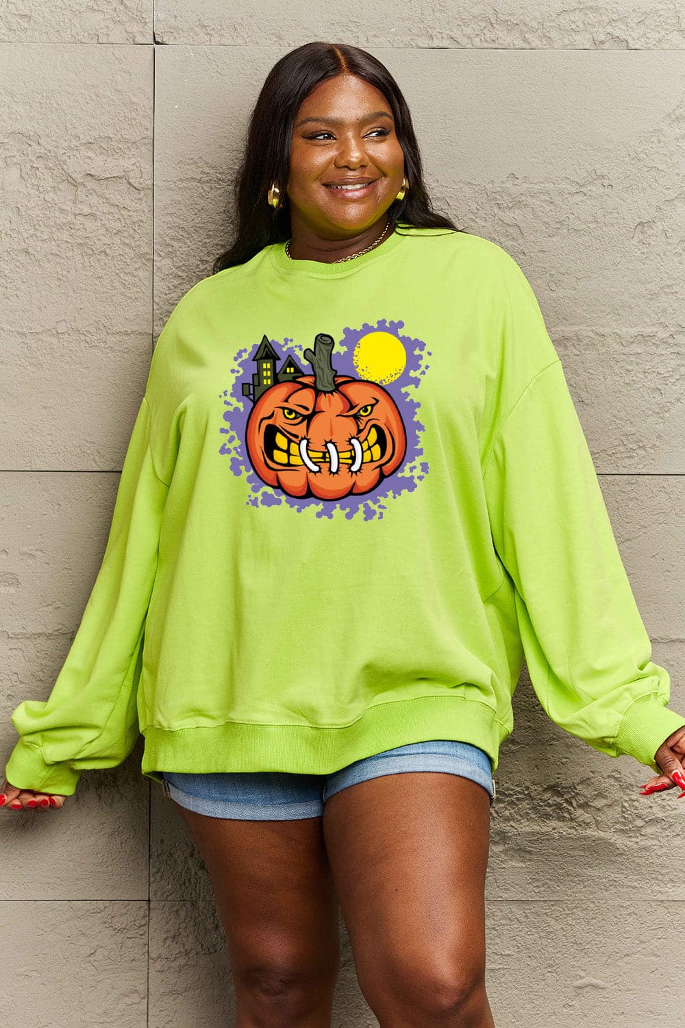 Simply Love Full Size Graphic Round Neck Sweatshirt.