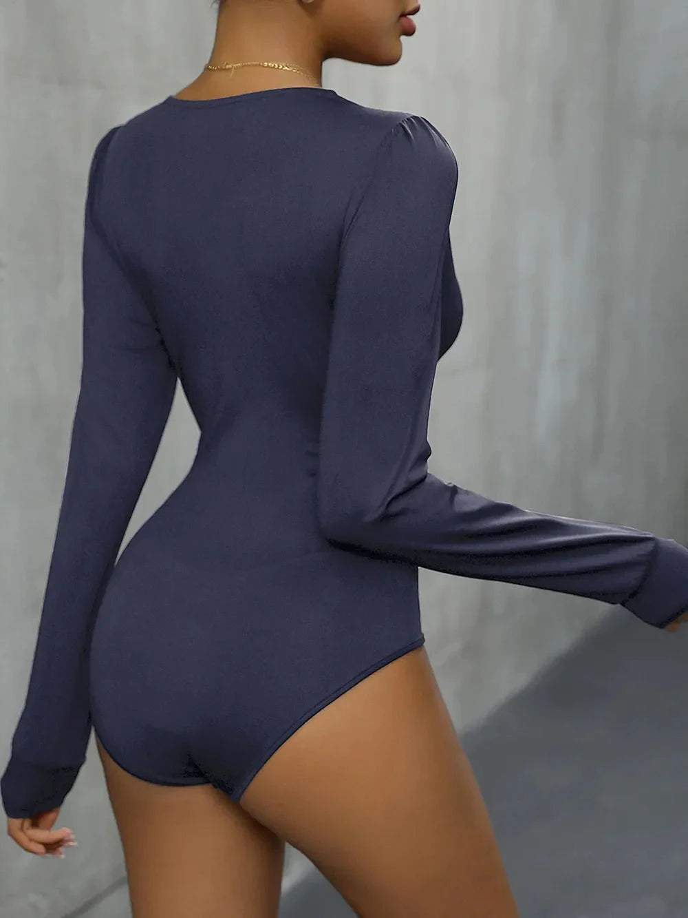 Perfee Lace Detail Plunge Long Sleeve Bodysuit Coco’s Tee Boutique